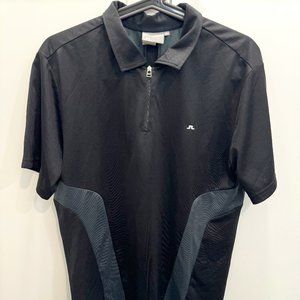 J. Lindeberg Polo Shirt Mens Med. Black Golf Short Sleeve Athleisure Regular Fit